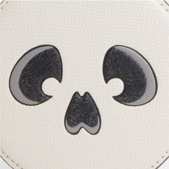 Coach Halloween Skeleton Ghost Coin Case in Chalk White Crossgrain Leather NWT - Picture 3 of 3